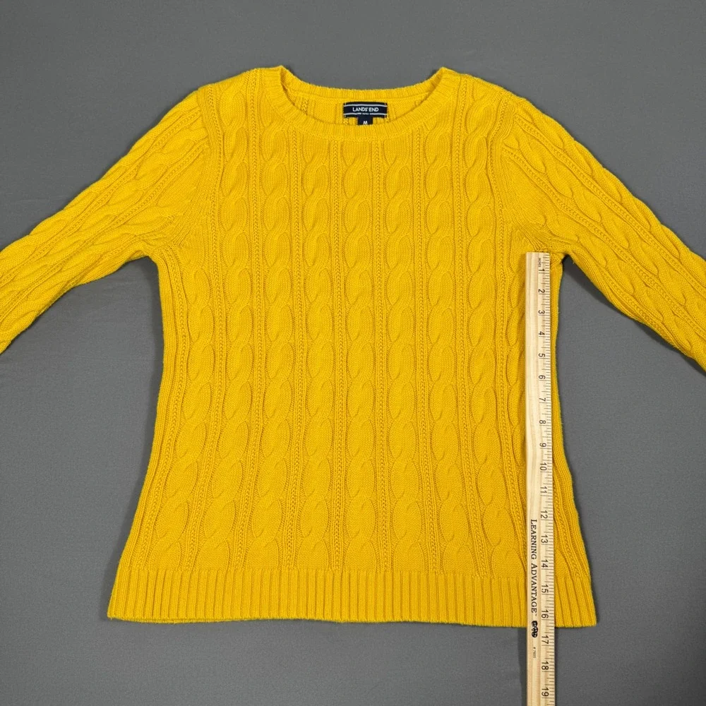 Lands' End Sweater Yellow Women's Medium 100% Cotton Excellent - Picture 5 of 9